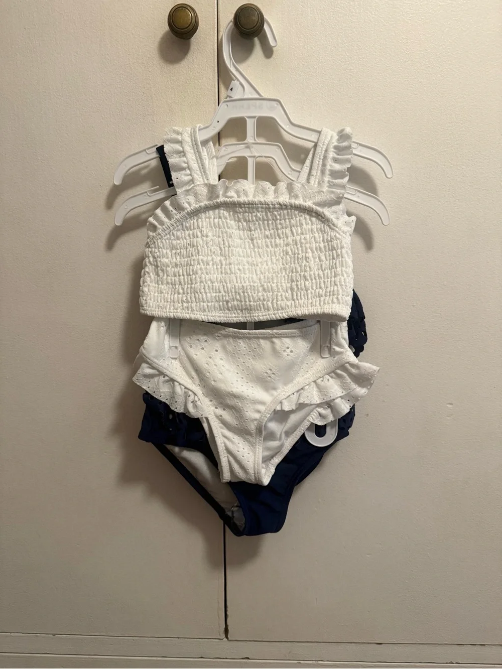 Sperry Navy Laser-Cut Ruffle Two-Piece Swim Bikini